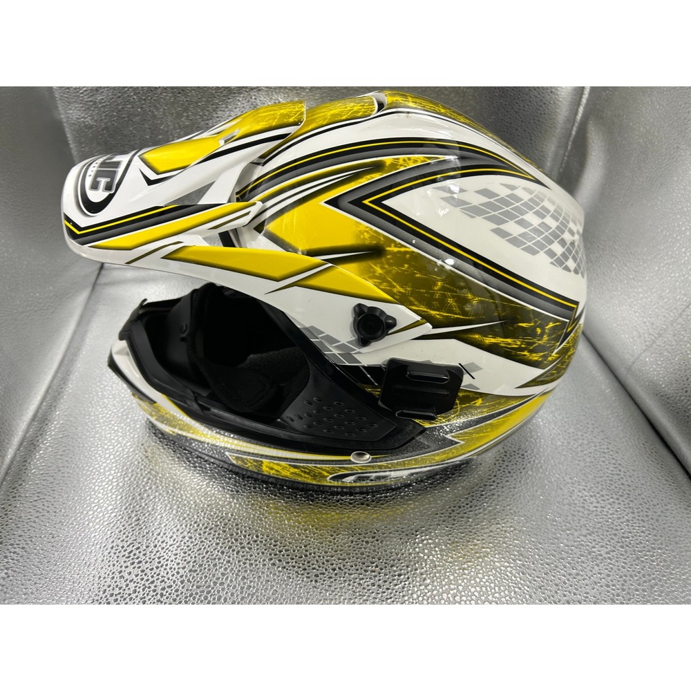 HJC Motocross Helmet White Yellow Graphic Off-Road Dirt Bike ATV Helmet